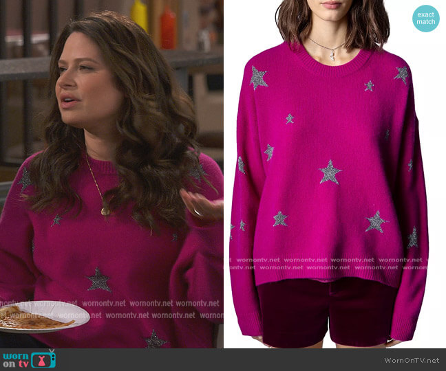 Jen’s pink cashmere star print sweater on How We Roll