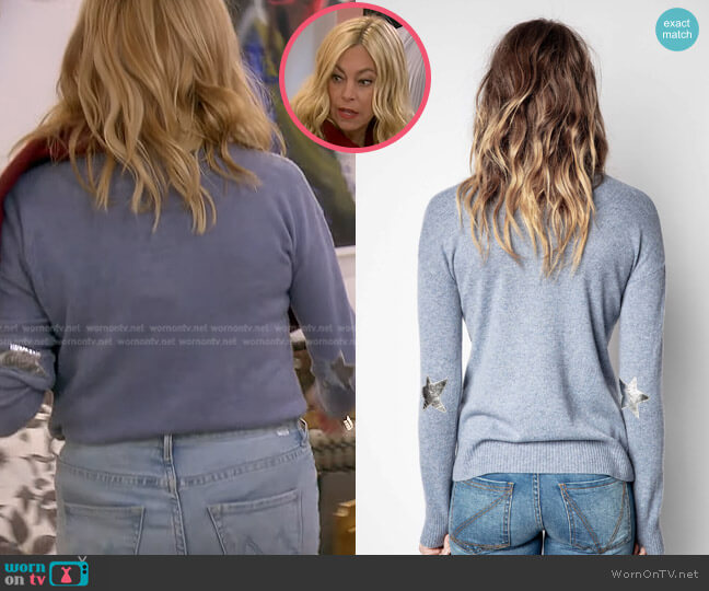 Vivi Star-Patch Cashmere Sweater by Zadig & Voltaire worn by Sutton Stracke on The Real Housewives of Beverly Hills