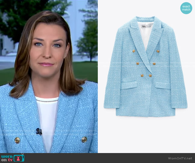 Buttoned Textured Weave Blazer by Zara worn by Mary Bruce  on Good Morning America