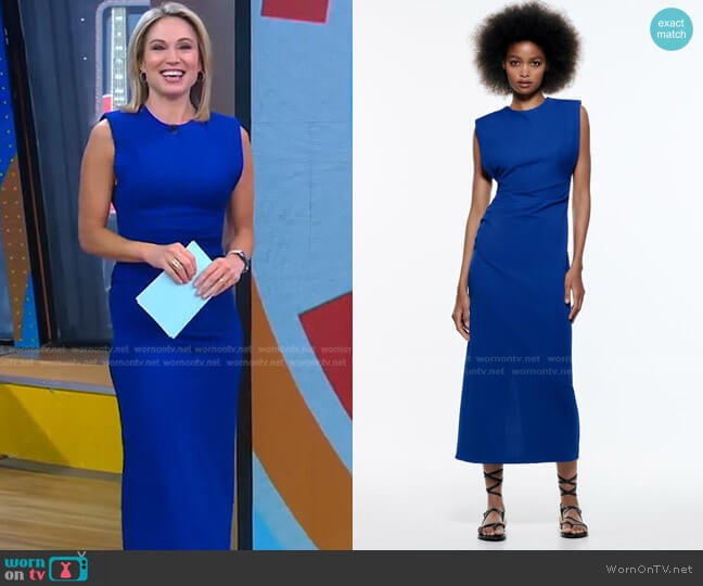 Draped Midi Dress by Zara worn by Amy Robach on Good Morning America