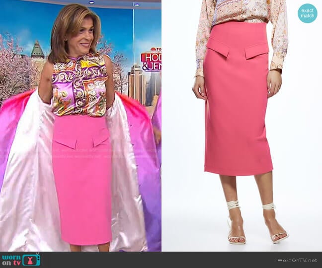 Flap Detail Pencil Skirt by Zara worn by Hoda Kotb on Today