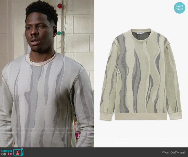 Abstract Print Sweatshirt by Zara worn by Cam Watkin (Mitchell Edwards) on All American Homecoming