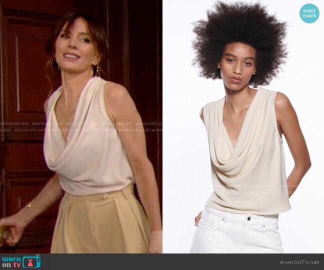 Zara Flowy Neckline Top worn by Taylor Hayes (Krista Allen) on The Bold and the Beautiful