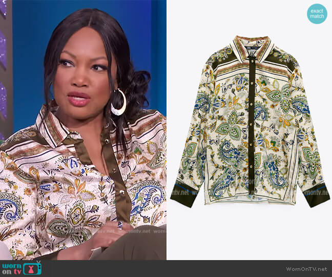 Paisley Print Blouse by Zara worn by Garcelle Beauvais  on The Real