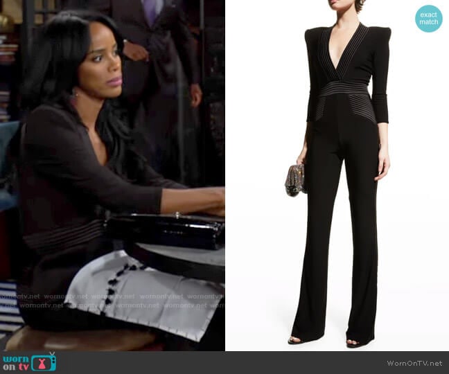 Zhivago Eye Of Horus 3/4-Sleeve Jumpsuit worn by Imani Benedict (Leigh-Ann Rose) on The Young and the Restless