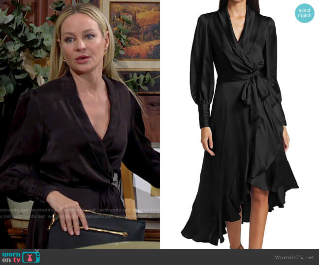 Zimmermann Silk Wrap Midi-Dress worn by Sharon Collins (Sharon Case) on The Young & the Restless