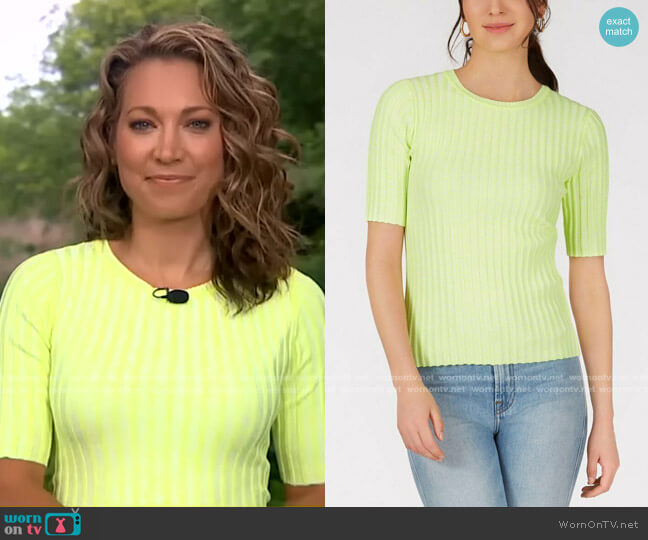 Ribbed Knit Top by 525 America worn by Ginger Zee on Good Morning America