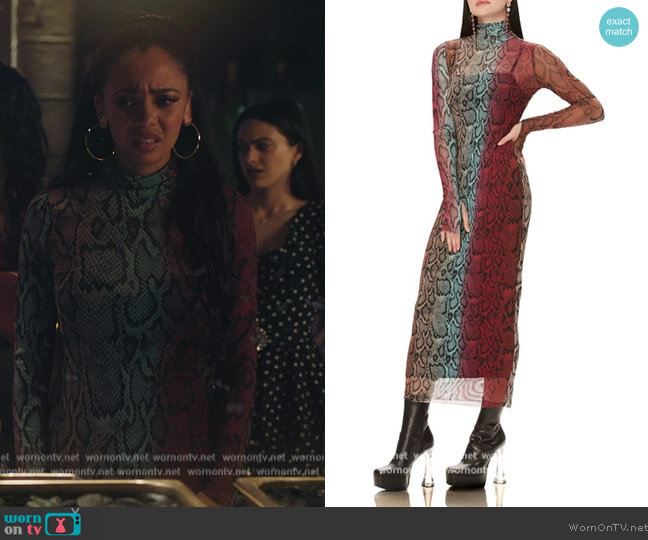 Shailene Dress in Snake Ombre by AFRM worn by Toni Topaz (Vanessa Morgan) on Riverdale