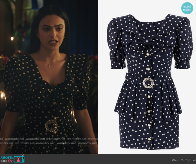 Polka Dot Mini Silk Dress by Alessandra Rich worn by Veronica Lodge (Camila Mendes) on Riverdale