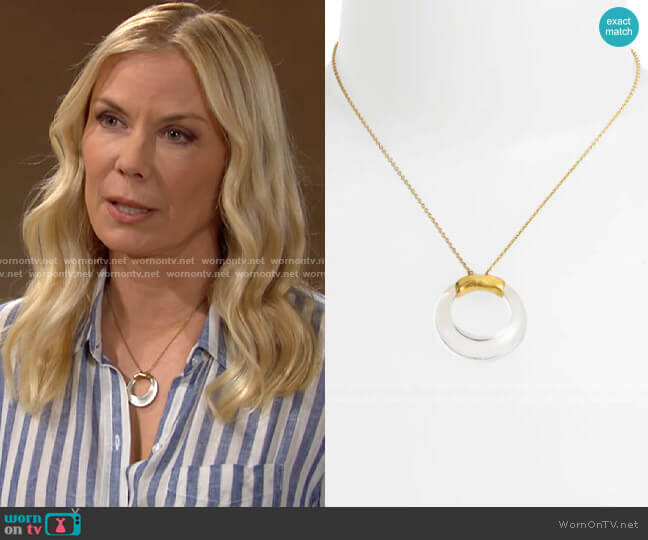 Alexis Bittar Lucite® Clear Open Circle Pendant Necklace  worn by Brooke Logan (Katherine Kelly Lang) on The Bold & the Beautiful
