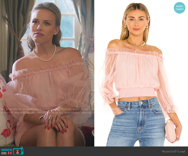 Caprina Off Shoulder Sleeve Crop Top by Alice + Olivia worn by Elinor (Gracie Dzienny) on First Kill