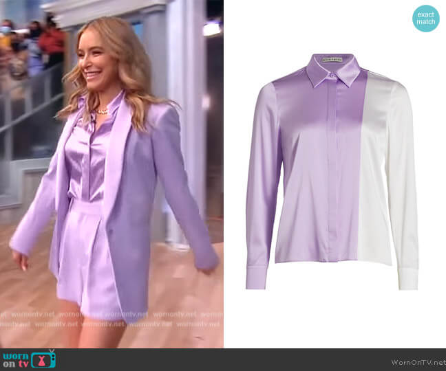 Willa Colorblocked Silk Blouse by Alice + Olivia worn by Jenny Mollen on The View