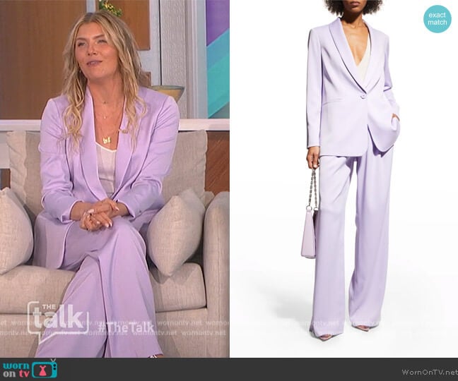 Yuriko Blazer and Pants by Alice + Olivia worn by Amanda Kloots on The Talk