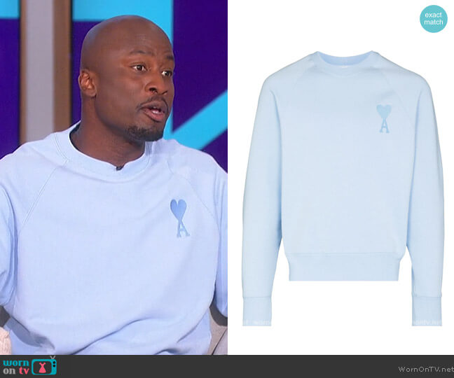 Ami de Coeur sweatshirt by AMI Paris worn by Akbar Gbajabiamila on The Talk