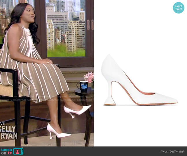 Ami Pointed-Toe Pumps by Amina Muaddi worn by Keke Palmer on Live with Kelly and Ryan