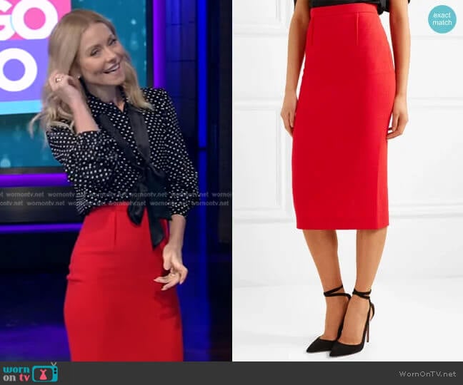 Arreton Skirt by Roland Mouret worn by Kelly Ripa on Live with Kelly and Mark