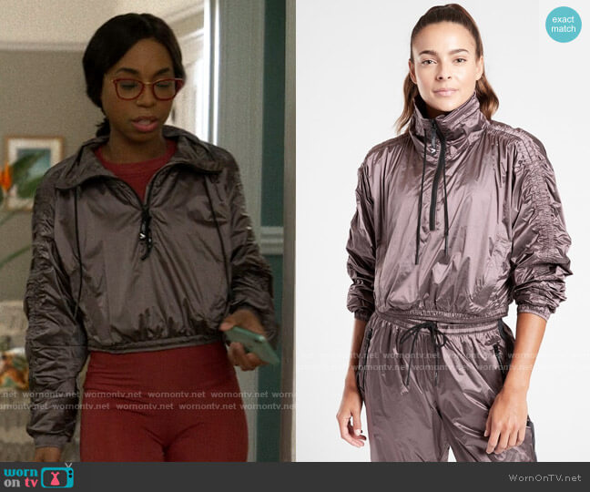 Athleta x Allyson Felix Legend Luxe Crop Half-Zip Jacket worn by Livia Fulton (Pippa Bennett-Warner) on Chloe