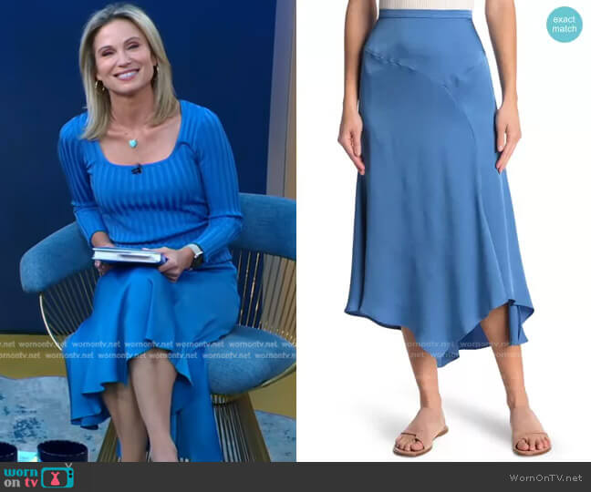 Autumn Asymmetrical Hem Skirt by Veronica Beard worn by Amy Robach on Good Morning America