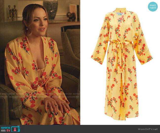 Blossom Silk Robe by Bernadette worn by Fallon Carrington (Elizabeth Gillies) on Dynasty