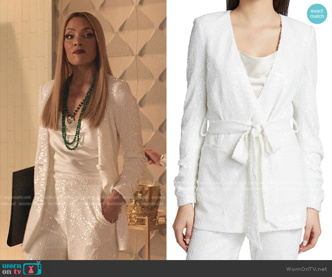 Belted Sequin Jacket by Badgley Mischka worn by Dominique Deveraux (Michael Michele) on Dynasty