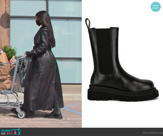 Lug Boots by Bottega Veneta worn by Kim Kardashian  on Keeping Up with the Kardashians