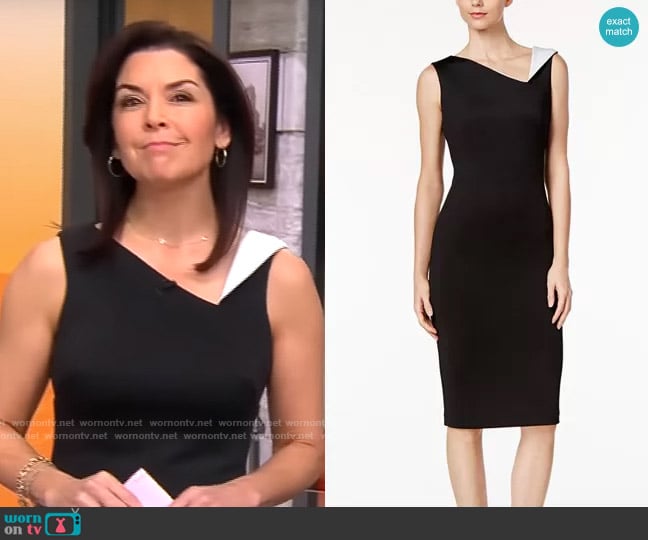 Calvin Klein Contrast-Collar Sheath Dress worn by Meg Oliver on CBS Mornings