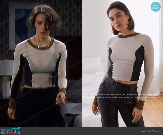 Cara Seamed Long Sleeve Top by Out From Under worn by Sarah Horton (Linsey Godfrey) on Days of our Lives