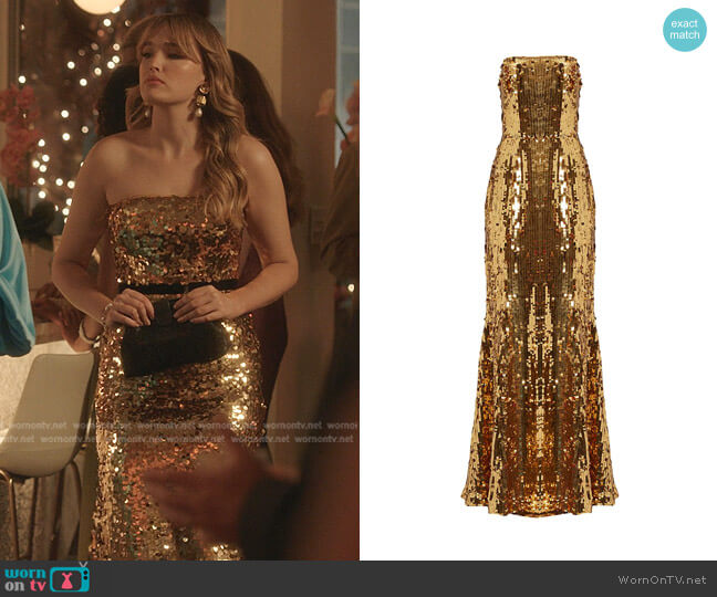 Strapless Sequin Gown by Carolina Herrera worn by Kirby Anders (Maddison Brown) on Dynasty