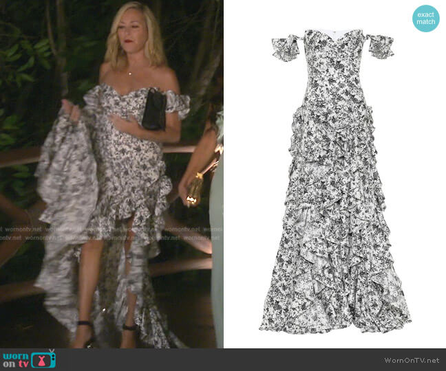 Ruffle Floral Gown by Caroline Constas worn by Sutton Stracke on The Real Housewives of Beverly Hills