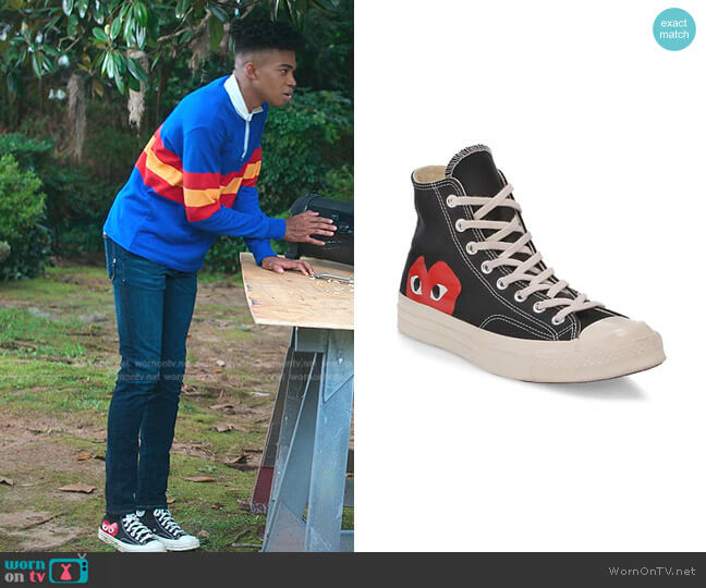 Chuck Taylor All Star High-Top Sneakers by CdG PLAY x Converse worn by Ben Wheeler (Jonas Dylan Allen) on First Kill