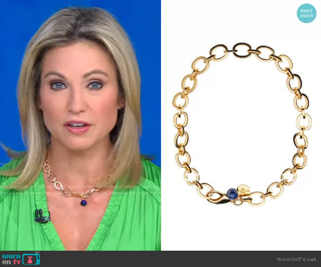 Chunky Link Chain with Lapis Bead by Jane Win worn by Amy Robach on Good Morning America
