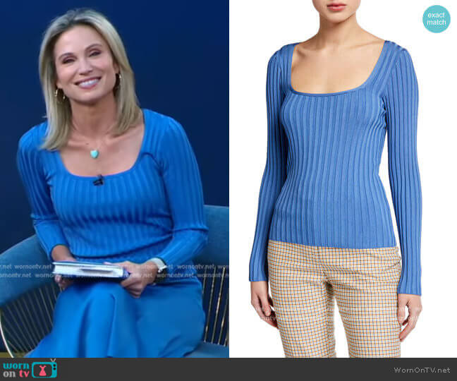 Clara Scoop-Neck Sweater by Veronica Beard worn by Amy Robach on Good Morning America