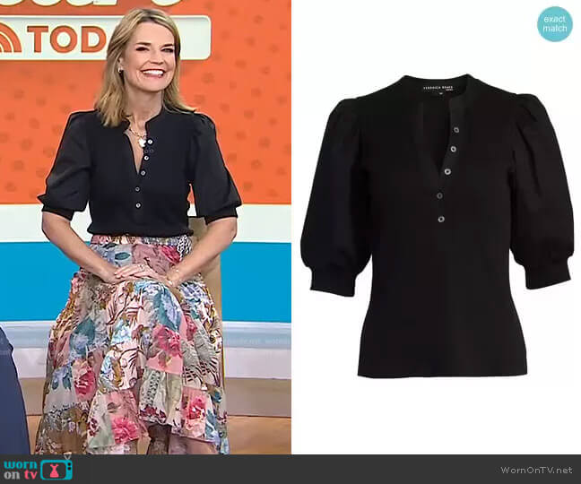 Coralee Puff-Sleeve Top by Veronica Beard worn by Savannah Guthrie on Today