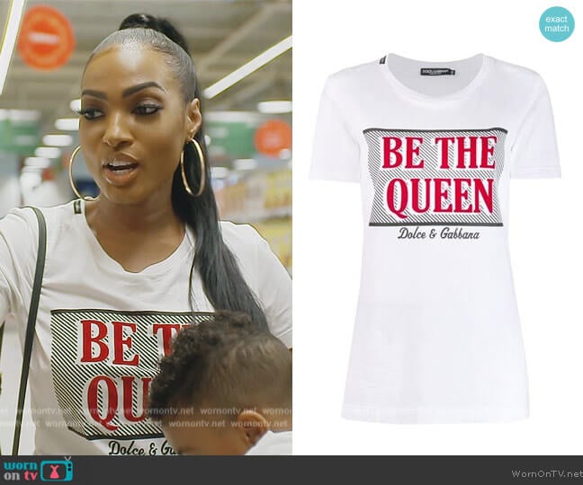 Be the Queen T-Shirt by Dolce and Gabbana worn by Lesa Milan (Lesa Milan) on The Real Housewives of Dubai