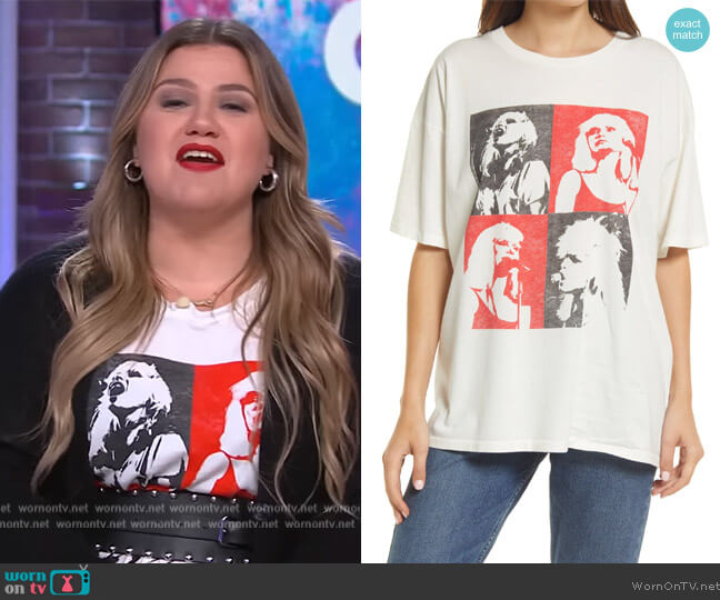 Blondie Oversize Graphic Tee by Day Dreamer worn by Kelly Clarkson on The Kelly Clarkson Show