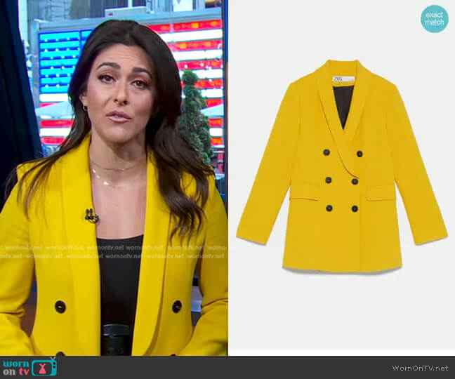 Double Breasted Buttoned Blazer on Zara worn by Erielle Reshef on Good Morning America
