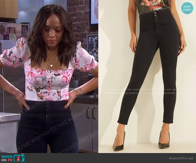 Eco Shape-Up Corset Skinny Jeans by Guess worn by Lani Price (Sal Stowers) on Days of our Lives