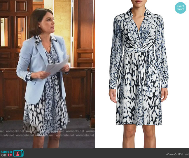 Saxon Printed Shirt Dress by Elie Tahari worn by Maggie Palmer (Suzanne Cryer) on All Rise