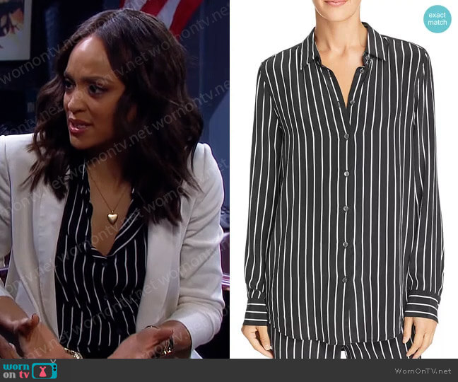 Essential Striped Silk Shirt by Equipment worn by Lani Price (Sal Stowers) on Days of our Lives