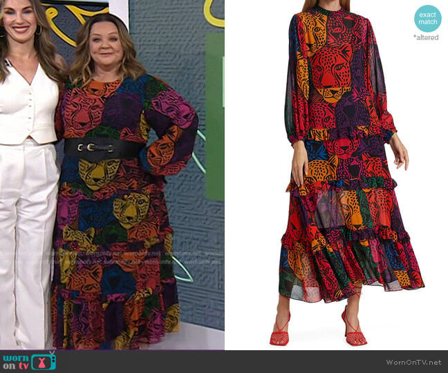 Midnight Leopard Tiered Maxi Dress by Farm Rio worn by Melissa McCarthy on Today