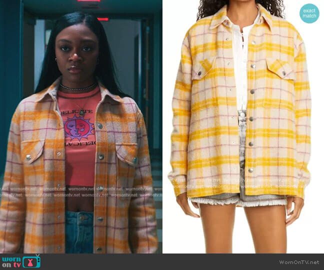 Faxonli Plaid Button-Up Jacket by Isabel Marant Etoile worn by Calliope Burns (Imani Lewis) on First Kill