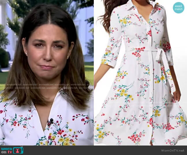 Floral Shirt Dress by New York & Company worn by Cecilia Vega on Good Morning America