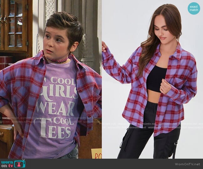  Plaid Button-Front Flannel Shirt by Forever 21 worn by Winnie Webber (Shiloh Verrico) on Bunkd