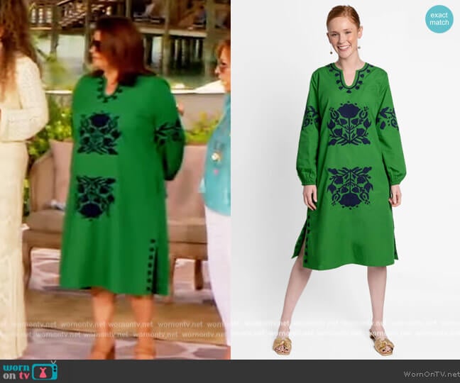 Kris Midi Dress Green Navy by Frances Valentine worn by Ana Navarro on The View