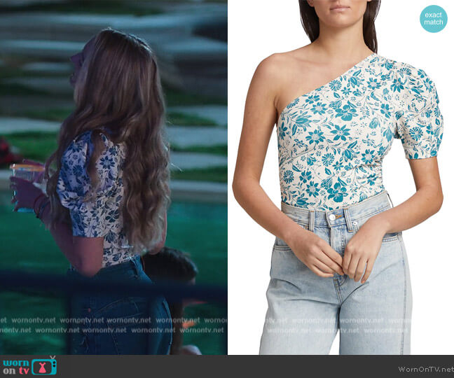 One-Shoulder Floral Print Bodysuit by Free People worn by Gail Soltys on First Kill