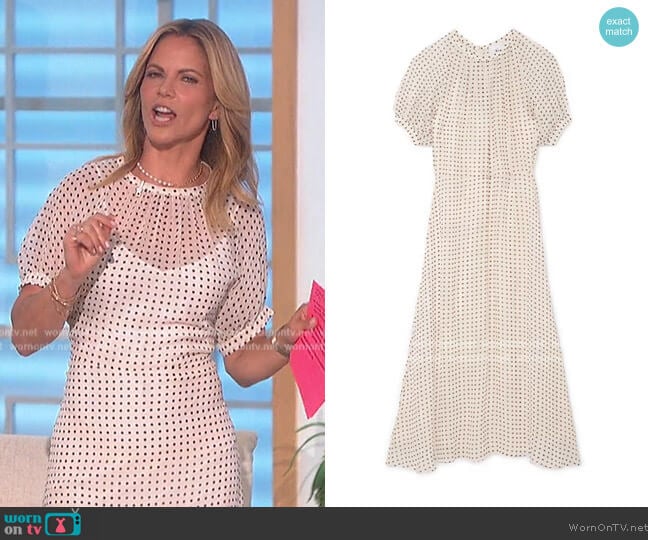 Thompson Puff-Sleeve Dress by G. Label worn by Natalie Morales on The Talk