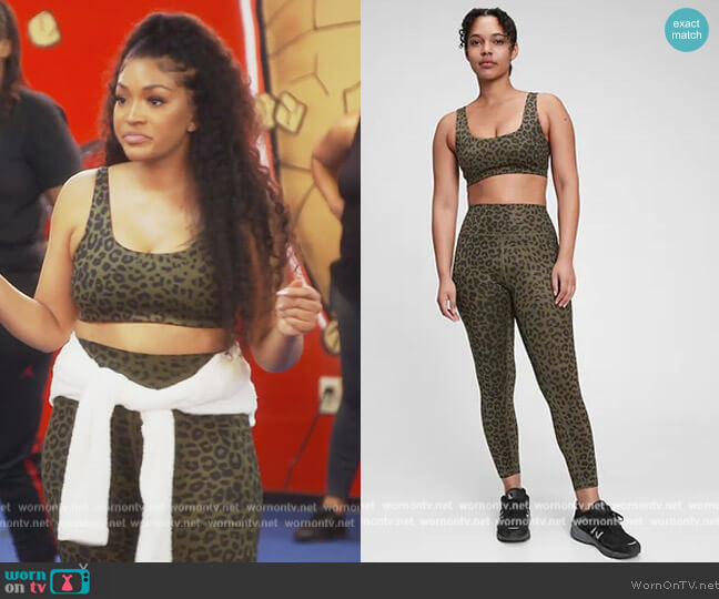 Low Impact Power Recycled Scoopneck Sports Bra and Leggings by Gap worn by Drew Sidora on The Real Housewives of Atlanta
