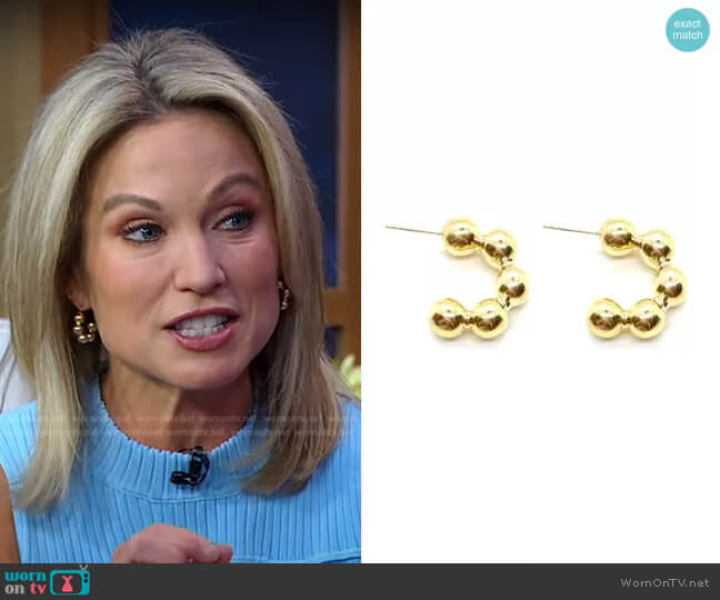 Gold Bola Hoops Accessory Concierge worn by Amy Robach on Good Morning America