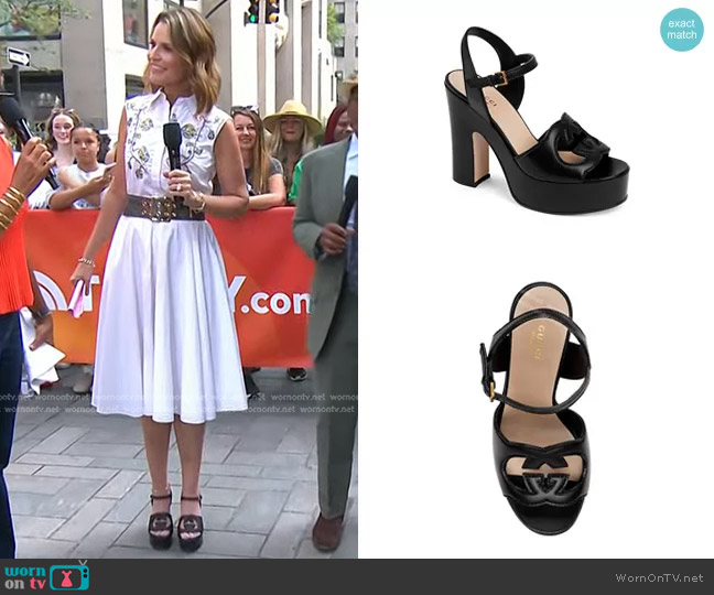 Gucci Cutout Platform Heeled Sandals worn by Savannah Guthrie on Today