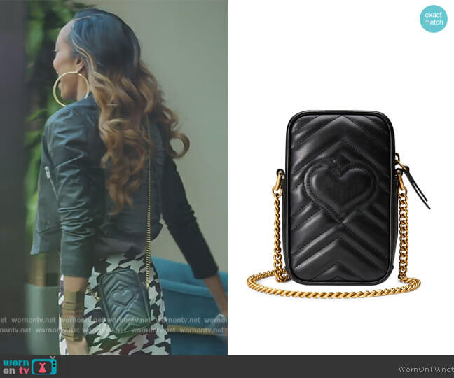 GG Marmont mini bag by Gucci worn by Sanya Richards-Ross  on The Real Housewives of Atlanta
